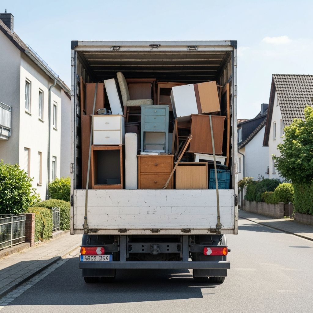 Beladener LKW bei der Entrümpelung